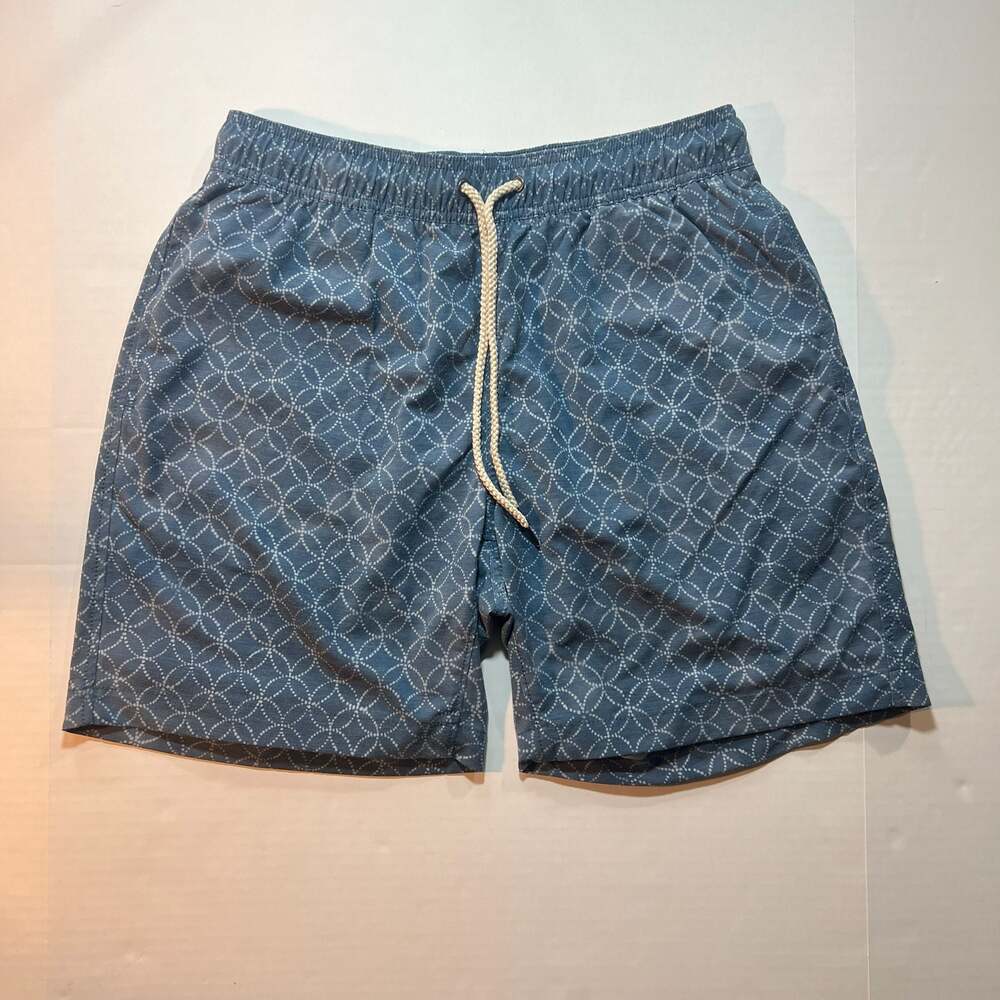 Faherty Brand Beacon Trunk Blue Geometric Circle Print Swim Shorts Size L